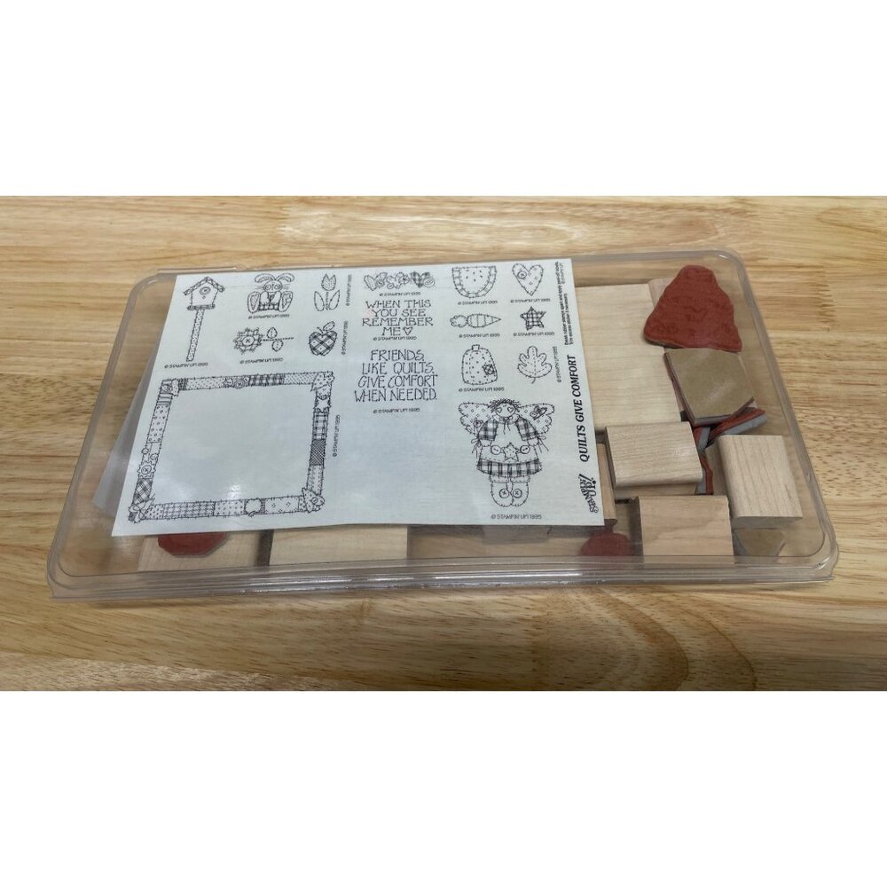 Stampin Up Mounted Rubber Stamp QUILTS GIVE COMFORT